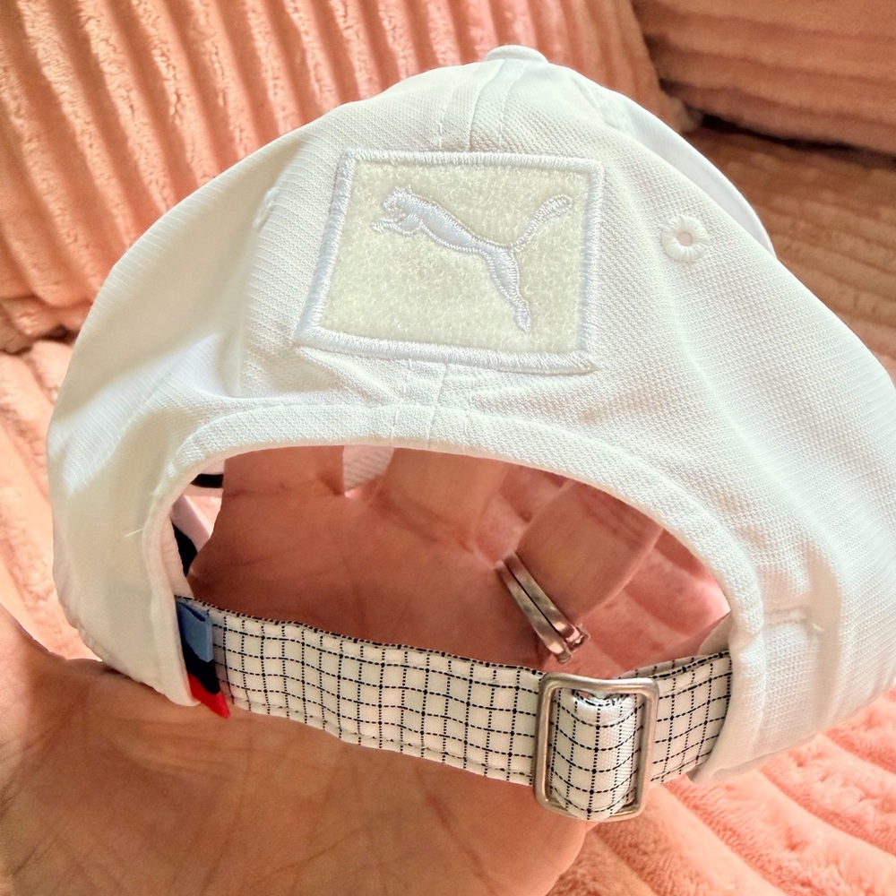 BMW White Motorsport Baseball Cap with Blue Logo - Picture 3 of 8
